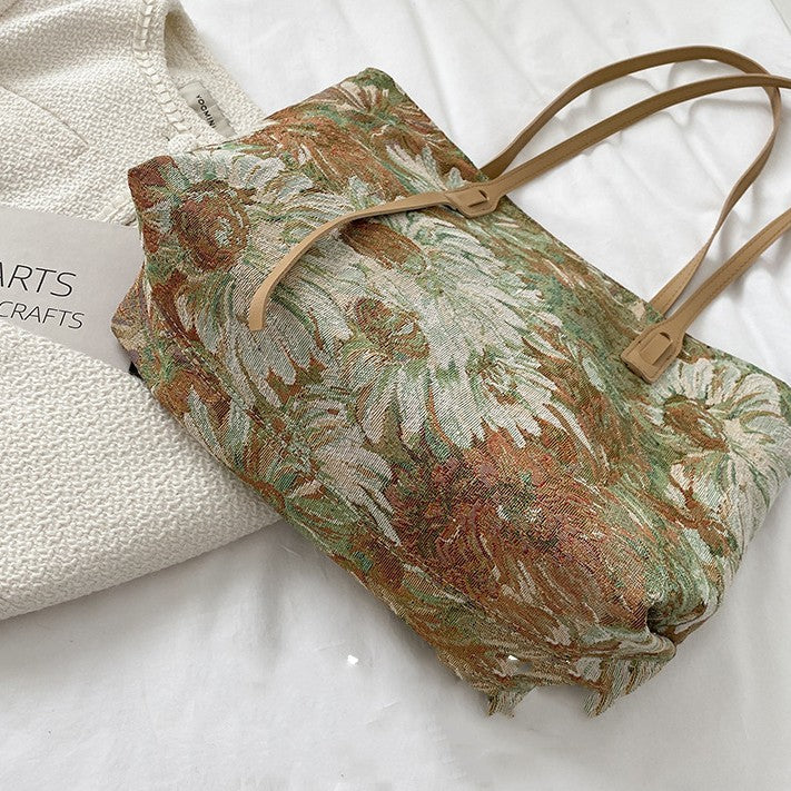 Korean Version Of The Oil Painting Graffiti Bucket Bag Ethnic Style