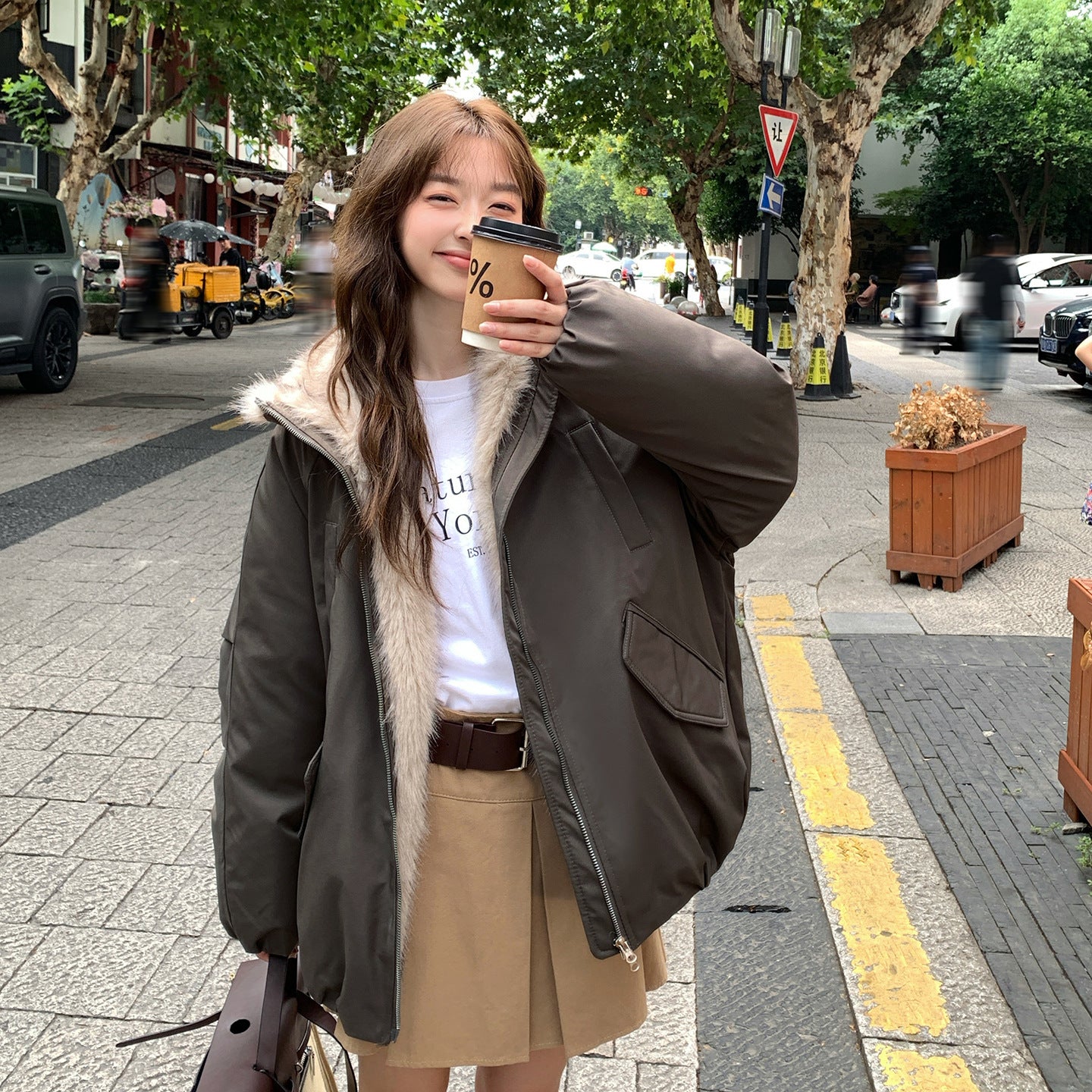 Korean-style Design Thickened Fashionable Cotton Parka Coat