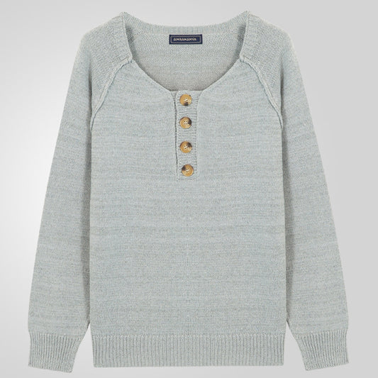 Ensfarvet Letvægts Sweater med Lange Ærmer