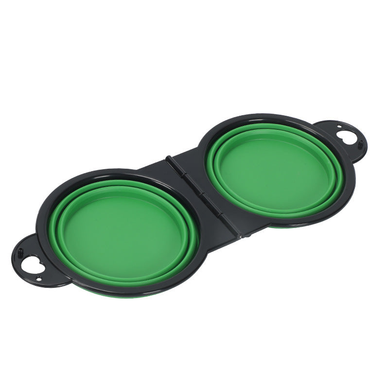 Silicone Portable Outdoor Pet Folding Out Feeder One Dog Bowl