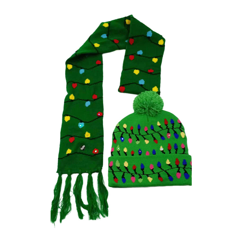 Holiday Party Christmas LED Luminous Knitted Jacquard Knitted Hat