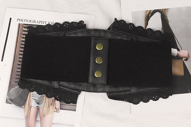 Elastic Waist Seal Women's Stretch Retro Lace Decoration