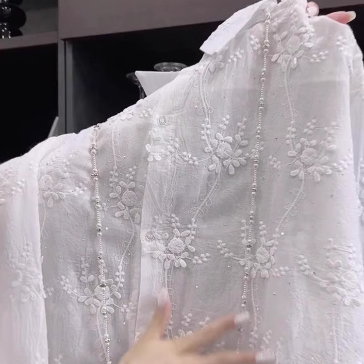 Embroidered Sun-protective Shirt, Stylish And Elegant Top