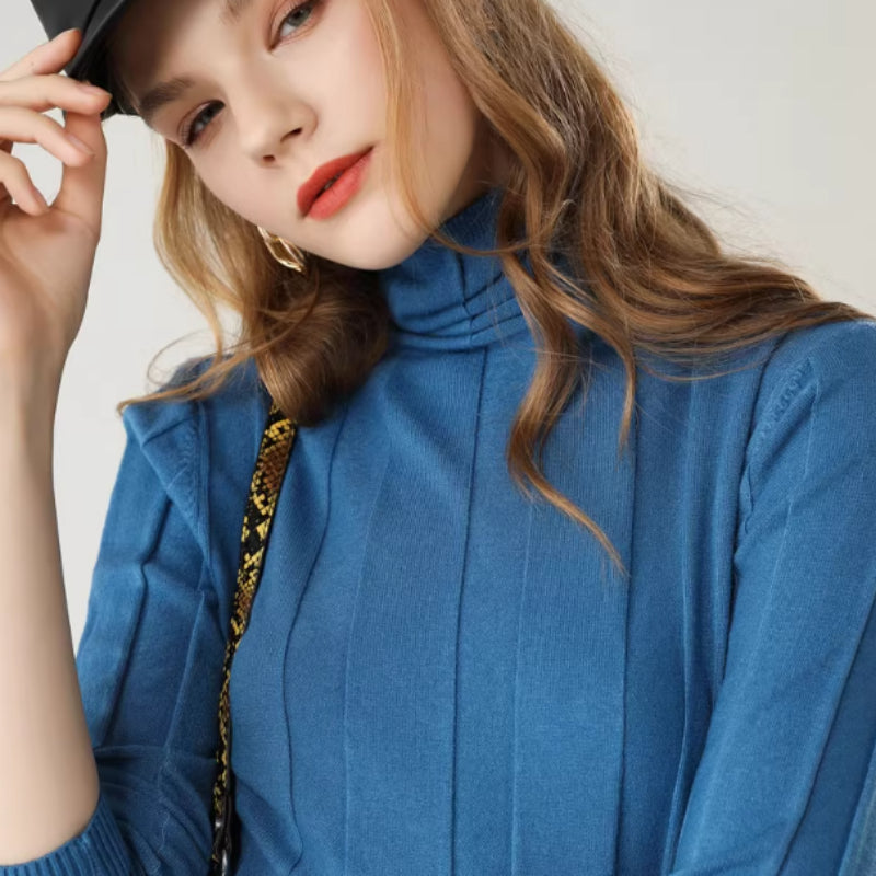 Hollow Pile Neck Turtleneck Loose Sweater