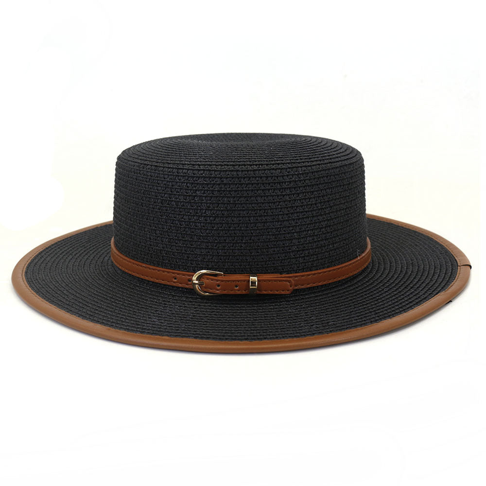 Belt Buckle PU Covered Sun Hat Ladies Protection