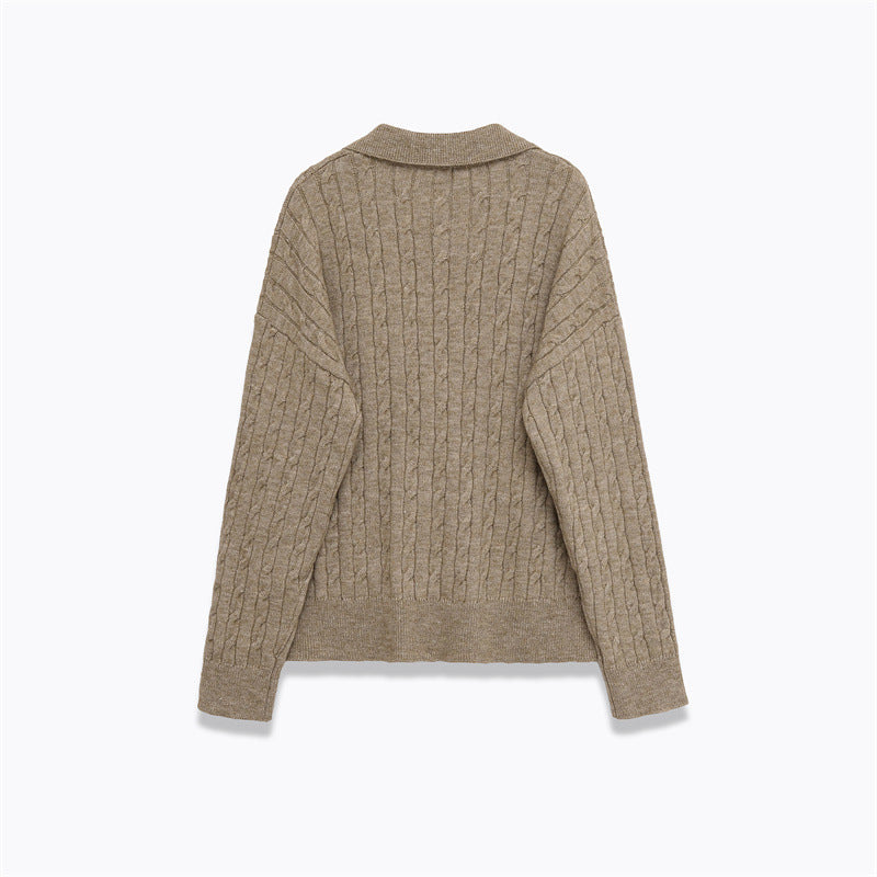 Women's V-neck Long Sleeve Knit Sweater