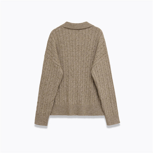 Women's V-neck Long Sleeve Knit Sweater