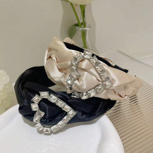 New Retro Temperament Diamond Love Headband Weaving