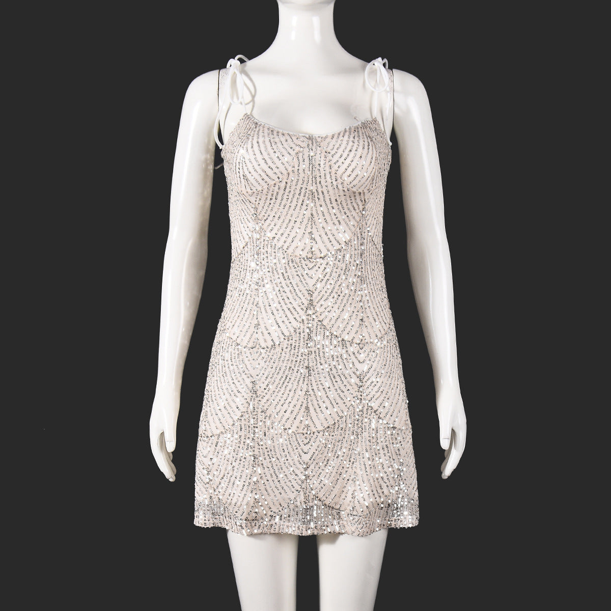 Double-layer Beaded, Stretchy, Body-hugging Slip Dress