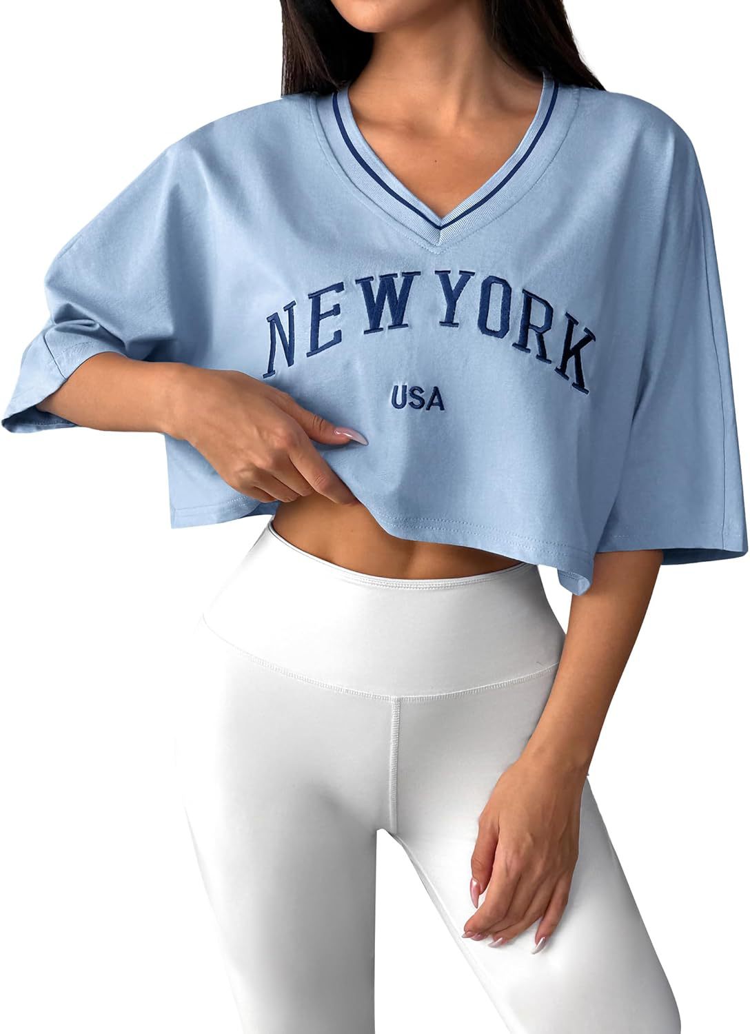 Letter-printed Cropped Base-layer Top For Women