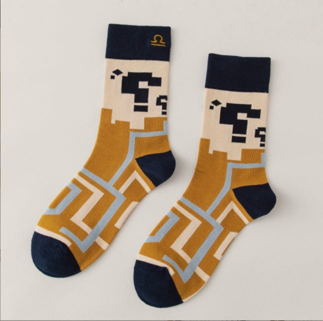 12Constellations Embroidered Socks Autumn And Winter