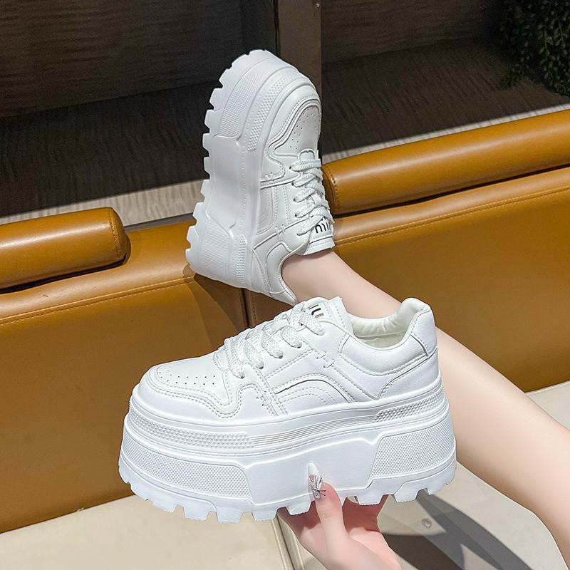 These Height-increasing Thick-soled White Sneakers Look Amazing With Skirts This Chunky Sneaker Is Lightweight Casual And Packed With A Sporty Vibe