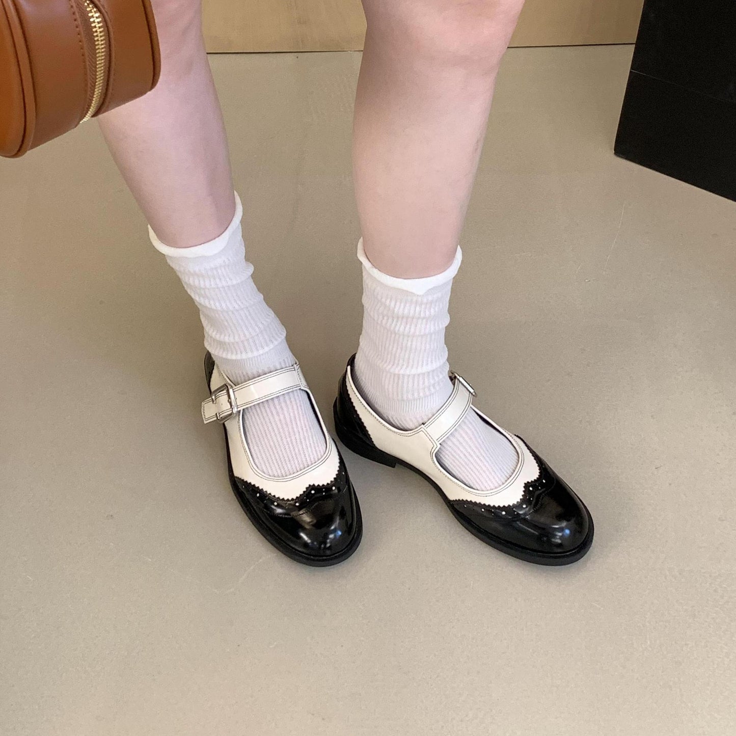 Chunky Heel Retro Minority Mary Jane Leather Shoes
