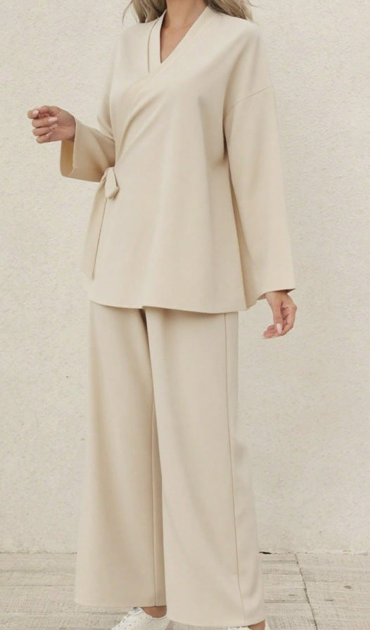 Women's Loose-fitting Top And Wide-leg Pants Two-piece Set