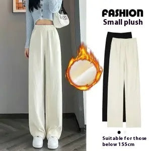 Add Fleece And Thick Wide Leg Pants For Women Small Straight Tube Loose And Thin Corduroy