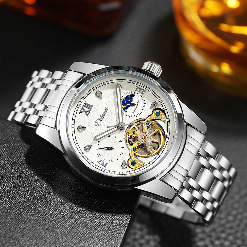 Luminous Sun Moon Star Function Men's Mechanical Watch