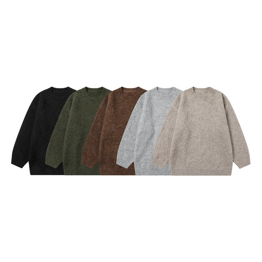 Trendy Minimalist Solid Color Round Neck Knitted Sweater For Men And Women