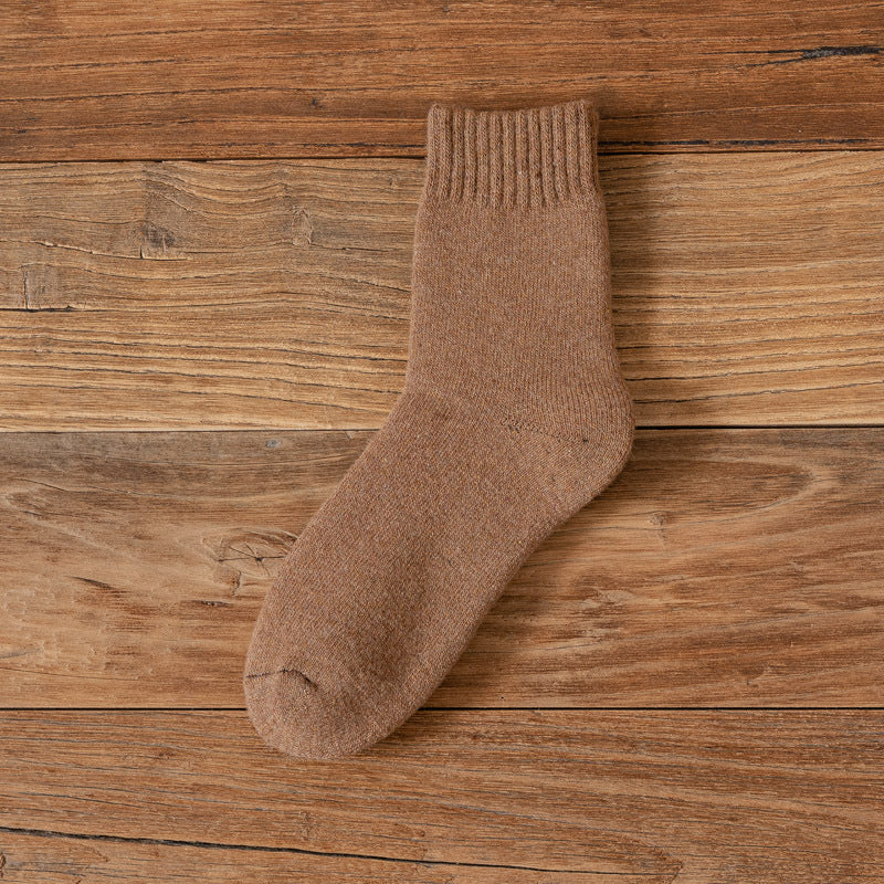 Men's Winter Cold-resistant Thickened Warm Wool Socks Solid Color Middle Tube