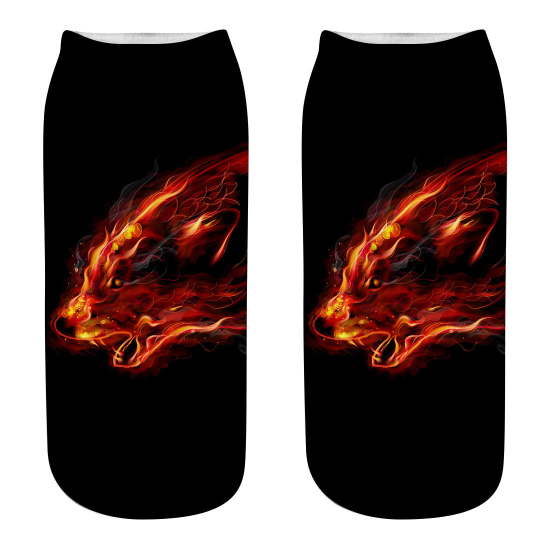 Printed Women's Socks Wolf Head 3D Printing Short Socks Creative Intention