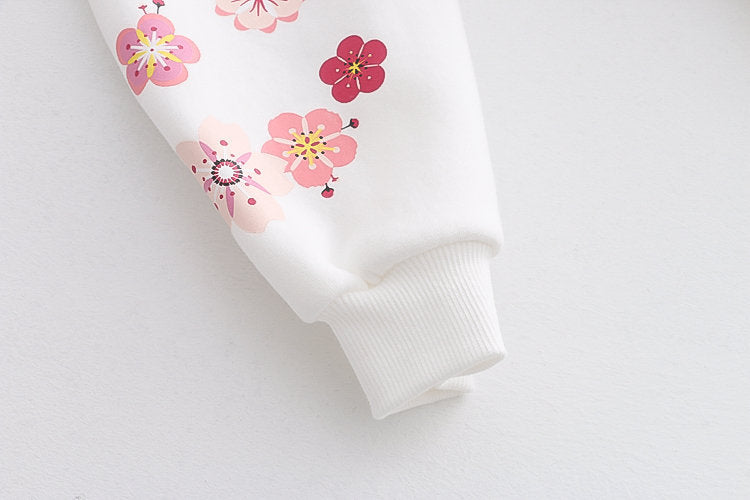 Plum Blossom Printed Hooded Sweatshirt Girl