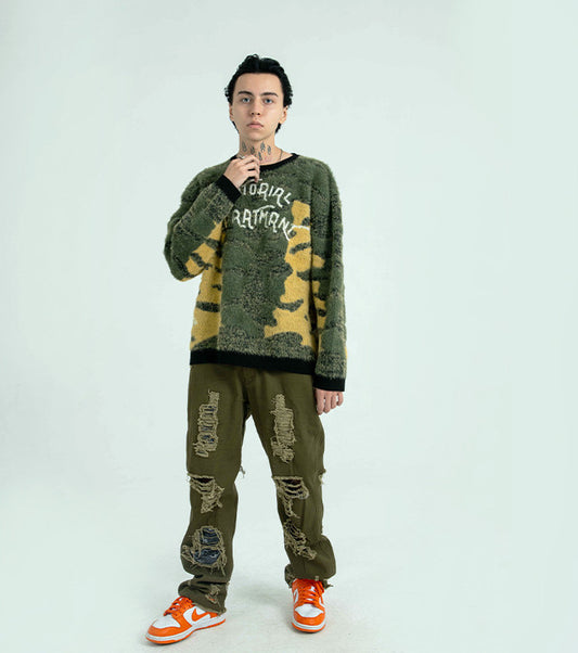Herre Rundhals Løs Street Trend Sweater
