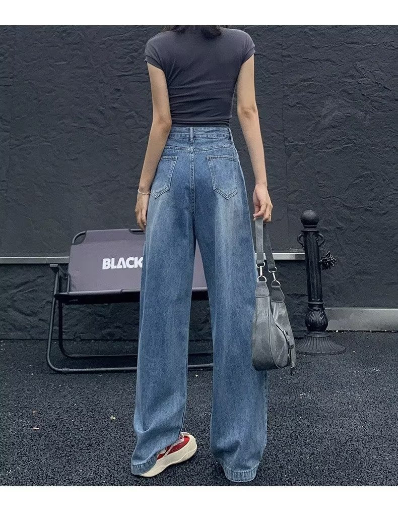 Plus Size Højtaljede Straight Jeans Til Kvinder