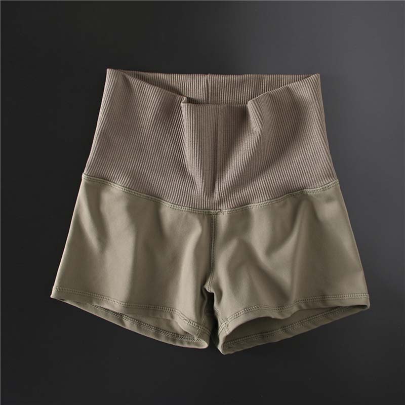 Ferskenfarvede sexede sports-shorts med høj talje og mavekontrol, strækbare, tætsiddende, hofteløftende, hurtigttørrende løbe-yoga hotpants, træningsbukser