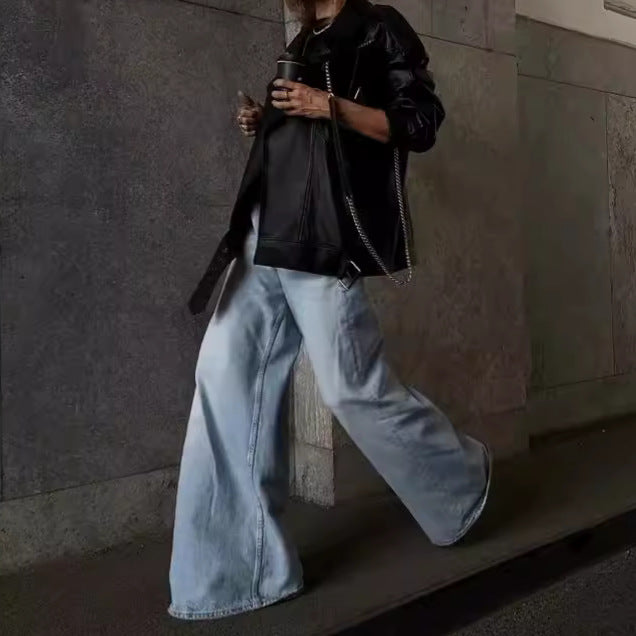 Water All-matching Jeans Horn Mop Trousers