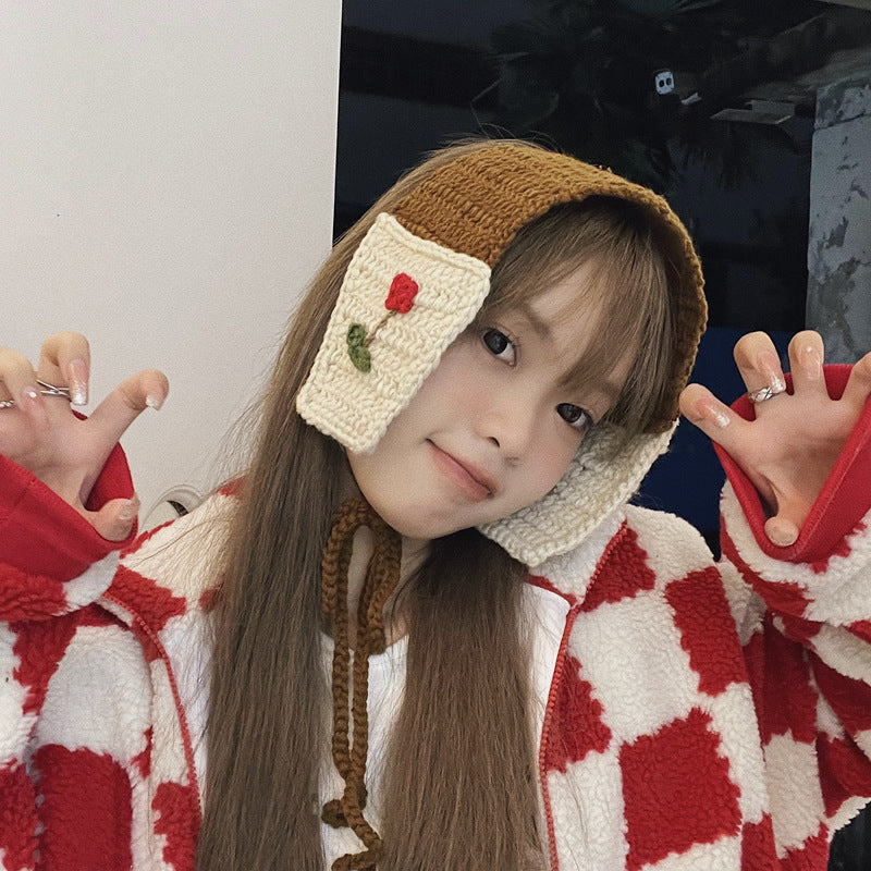Handmade Knitted Lace-up Ear Warmer Girl Earmuffs Autumn And Winter