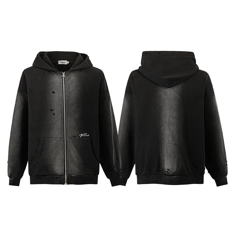 Women's Simple Printed Hole Hoodie Coat