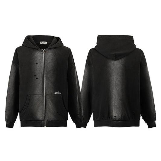 Women's Simple Printed Hole Hoodie Coat