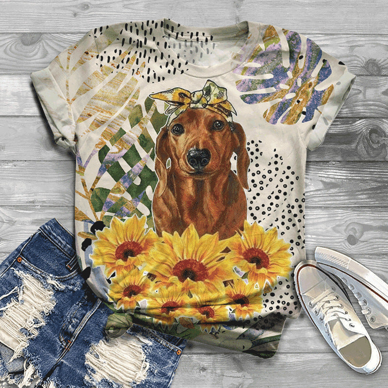 3D Digital Printing Loose Sports And Leisure Short Sleeve T-shirt
