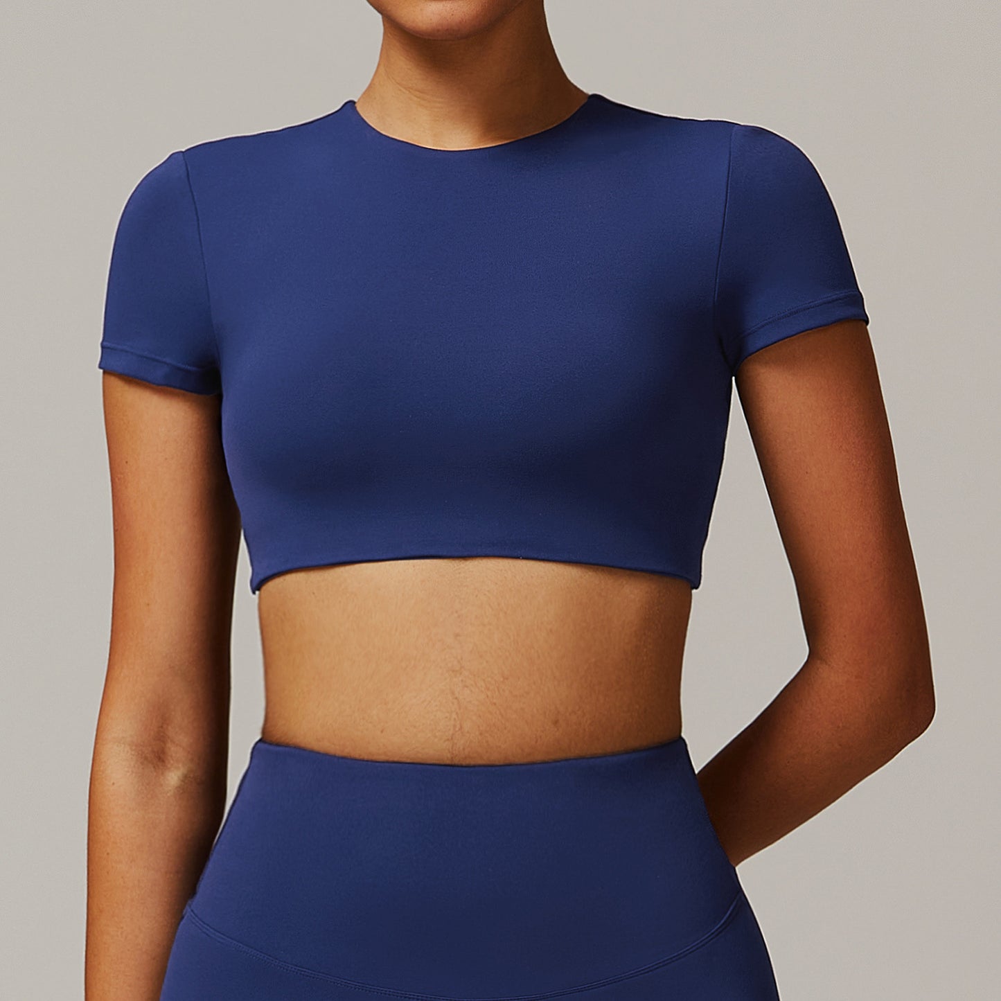 Quick-drying Crew Neck Yoga Short Sleeve Hollow-out Tight Top Fitness T-shirt