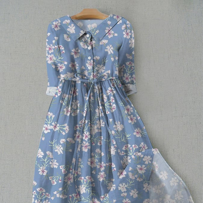 Womens Versatile Printed Casual Long Dress