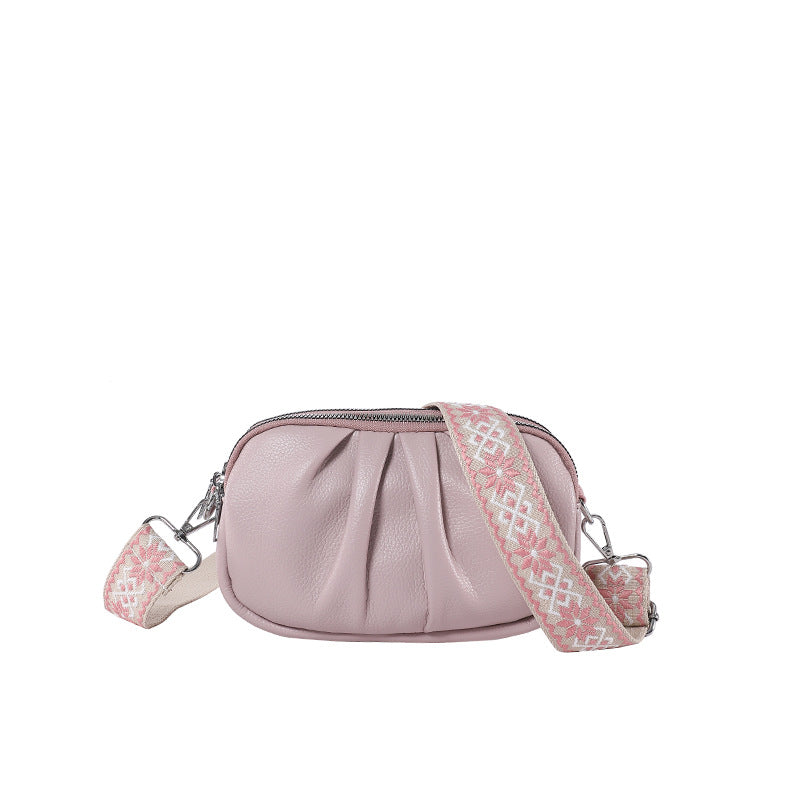 Pure Color All-matching Fashion Pleated Shoulder Niche Korean Casual Messenger Bag