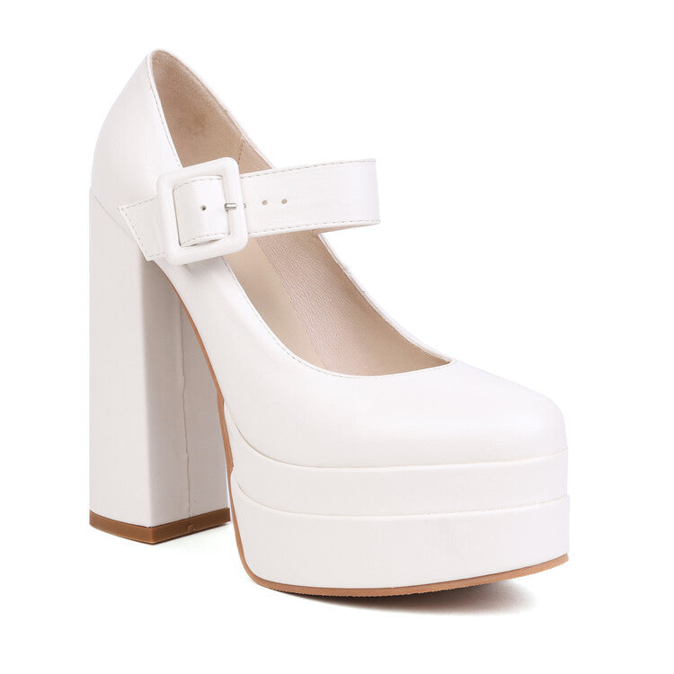 Women's Fashion Pointed Toe Chunky Heel Platform Shoes