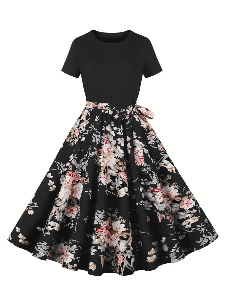 Women's Fashionable Retro Patchwork Elegant Dress