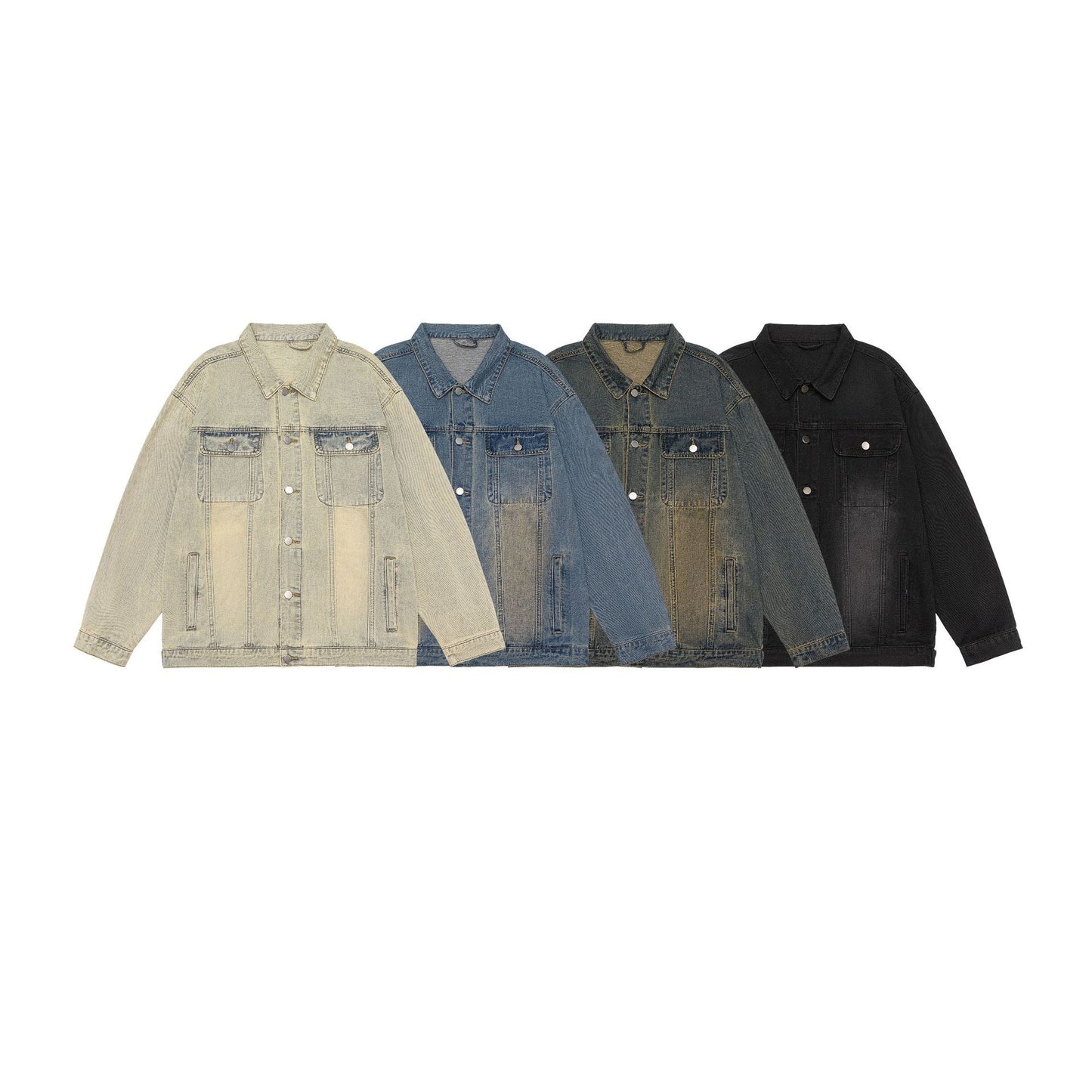 Amerikansk Retro Vasket Denimjakke Efterår Og Vinter Reversjakke