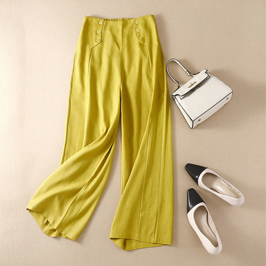 Drape High Waist Casual Straight Pants Children
