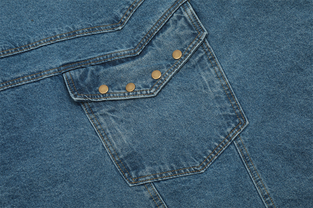 Punk Old Wash Denim Coat For Men And Women