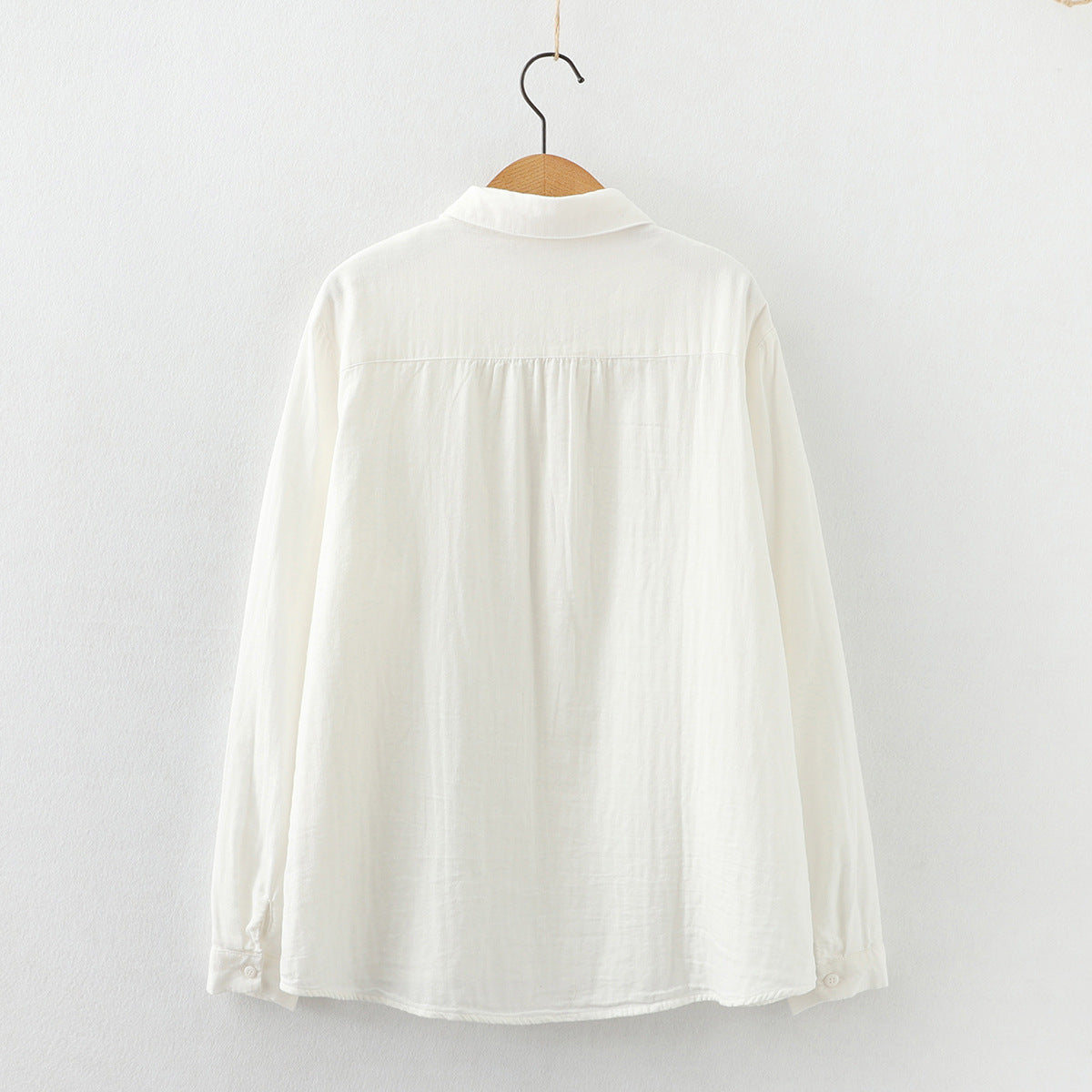 Lace Double-layer Cotton Yarn Long Sleeves Shirt For Women