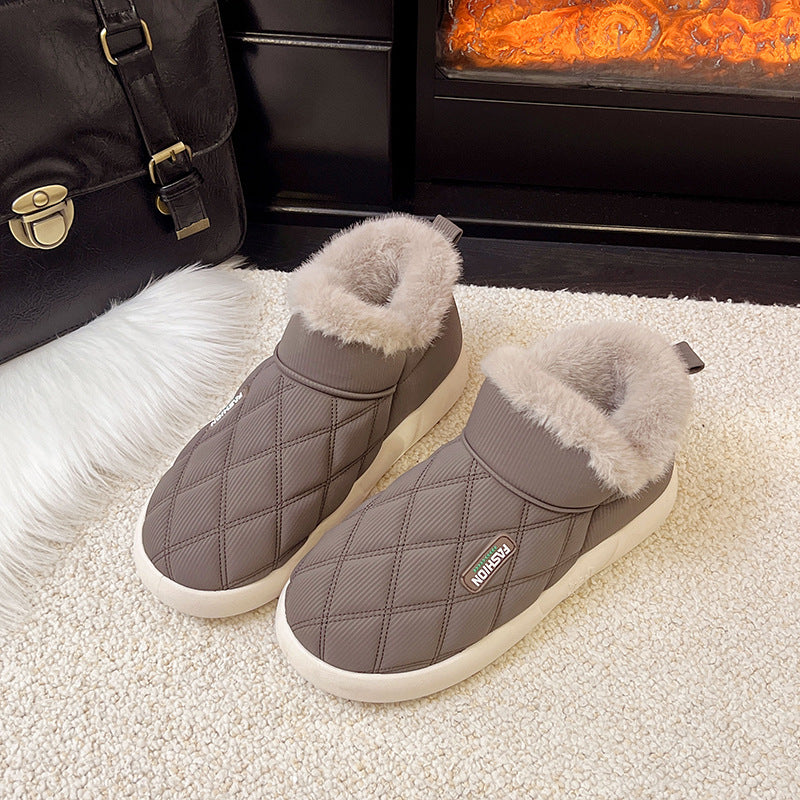 Fleece-lined Waterproof Low-top Snow Boots With Thick Sole For Warmth
