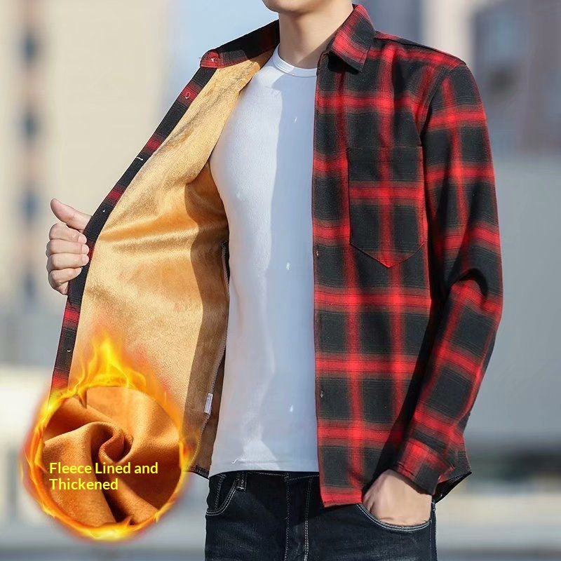 Korean Slim-fit Youth Thickened Warm Student Trendy Shirt
