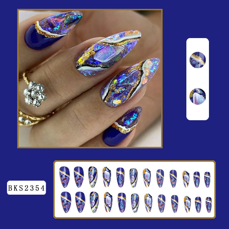 Colorful Lines Almond-shaped Rainbow Nail Sticker