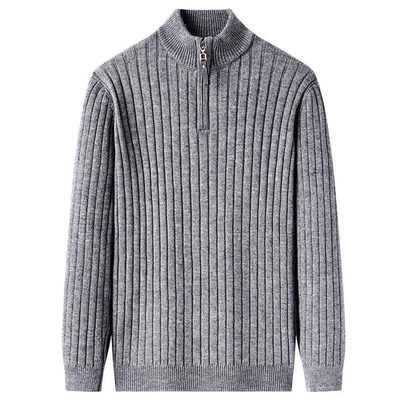 Men's Pullover Half Zipper Sweater Vertical Stripes
