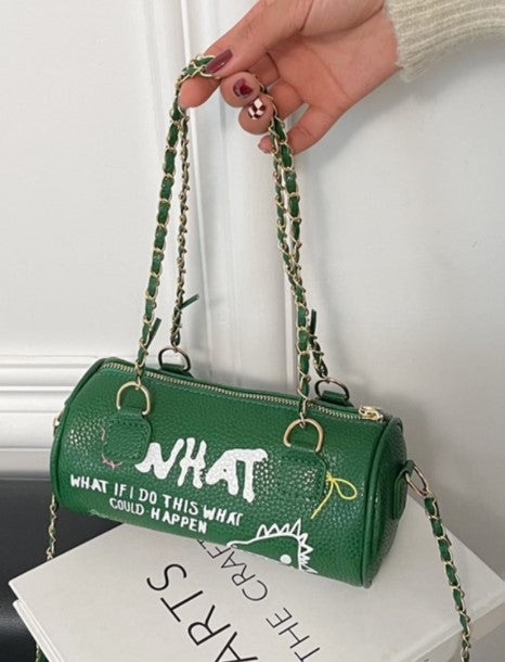 Small Handbags Women's Bag Cylinder Graffiti Shoulder