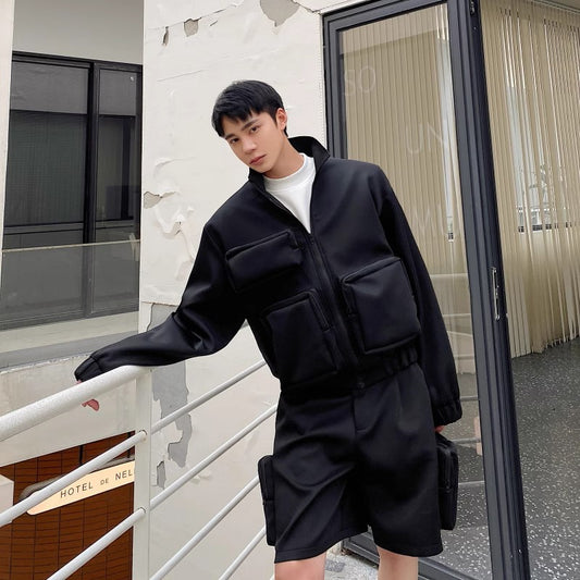 Designer Style Three-dimensional Large Pocket Profile Space Cotton Functional Workwear Jacket