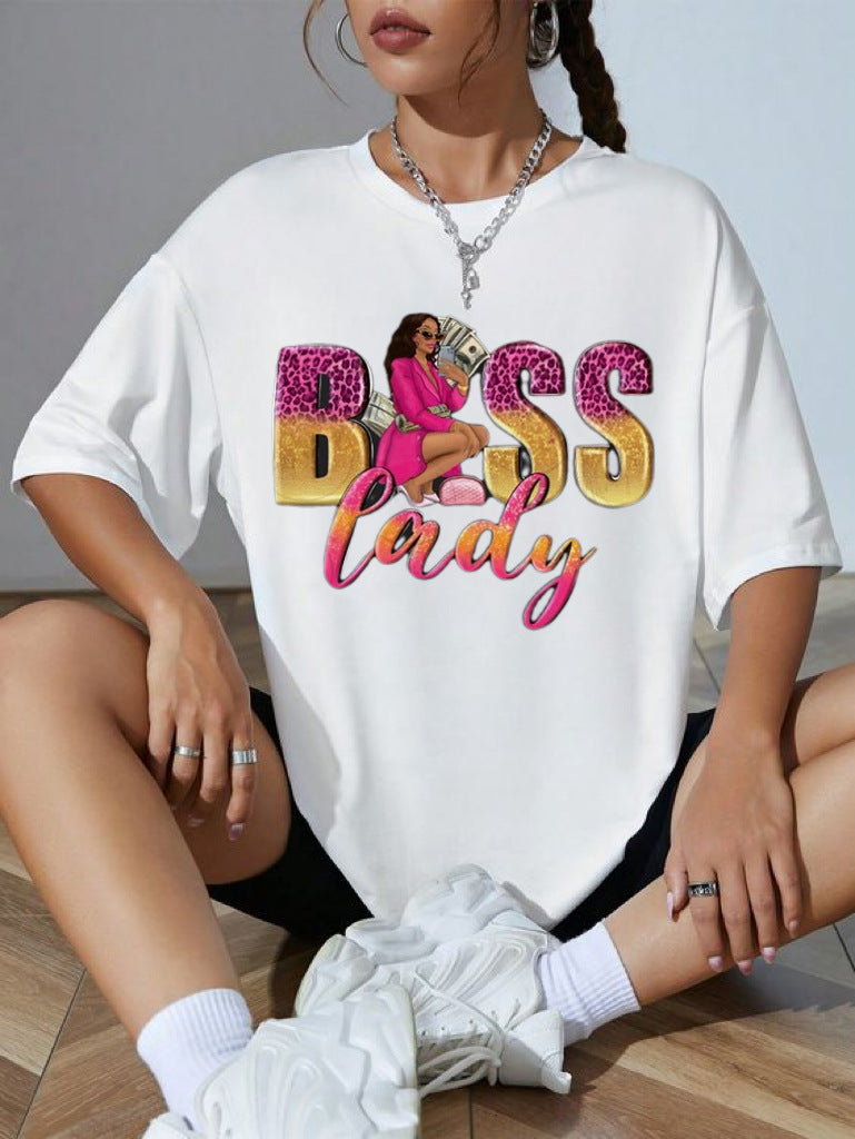 Summer Pattern Letter Print Short-sleeve T-shirt Top