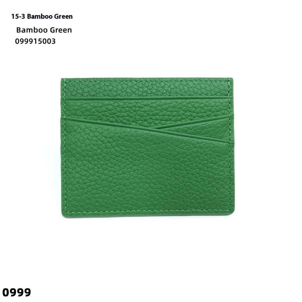Leather Oil Edge Oblique Thin Bank Card Holder Soft Cowhide Document Package