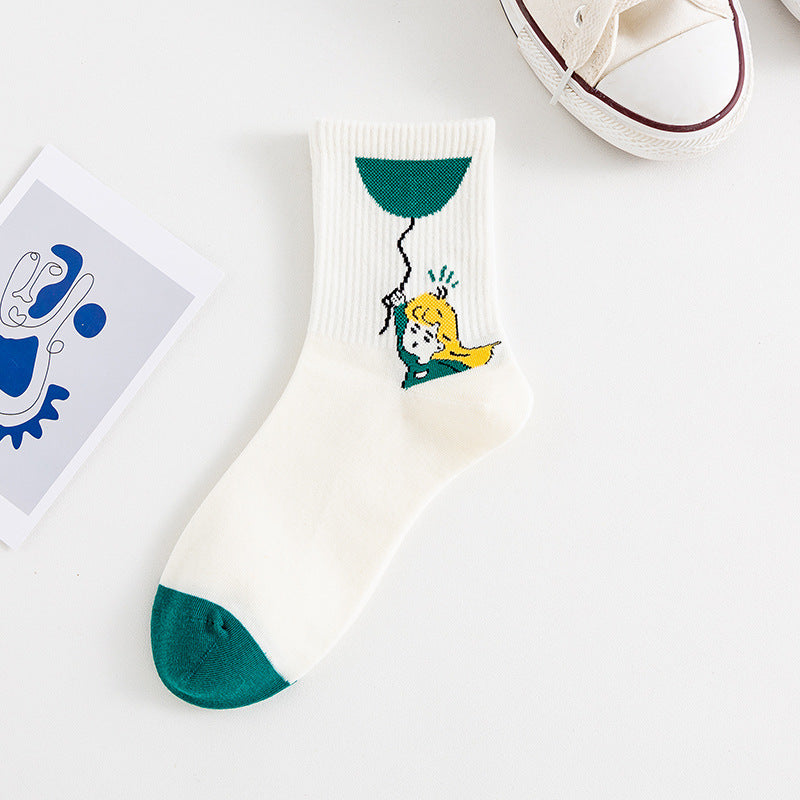 Women's Medium Length Cartoon Jacquard Socks